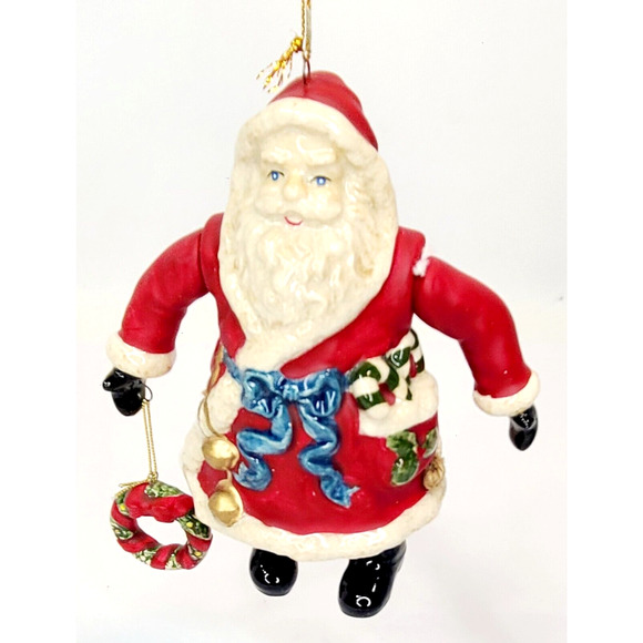 Dillard's Trimmings Set Of 2 Santa Bell Ornaments Arms & Legs Move - Picture 7 of 11